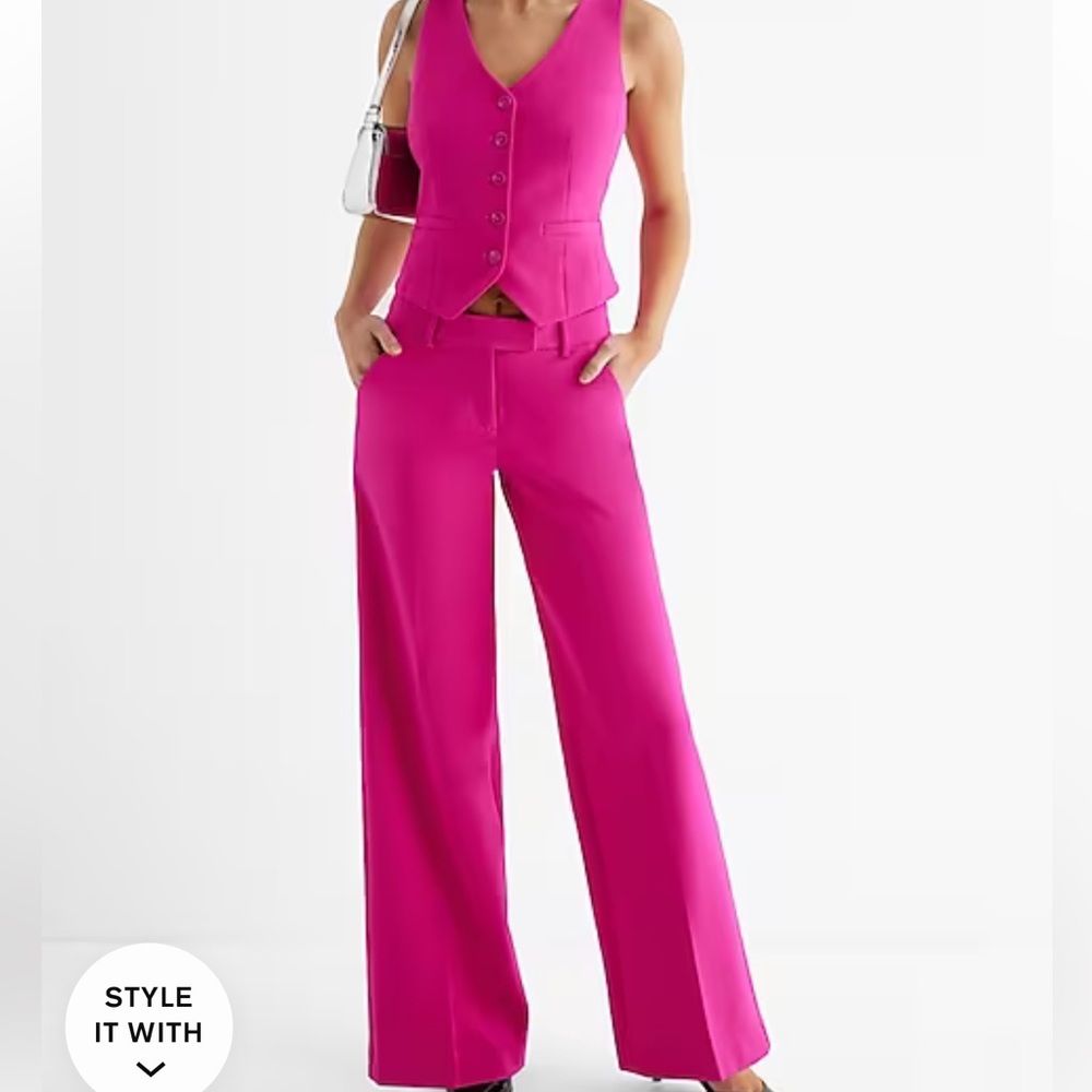 Express Editor Mid Rise relaxed Trouser size 12, Hot Pink